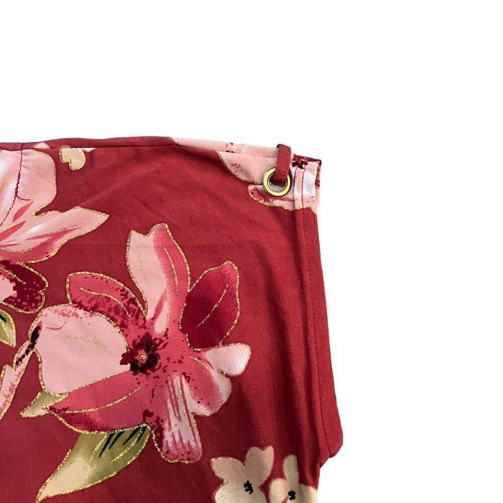 JON & ANNA Red Floral Print Short Sleeve Blouse Size L - Picture 4 of 8